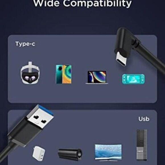 20ft Link Cable for Oculus Quest 2 VR Type C-A PC Gaming & Charging Cord Charger - Picture 6 of 9